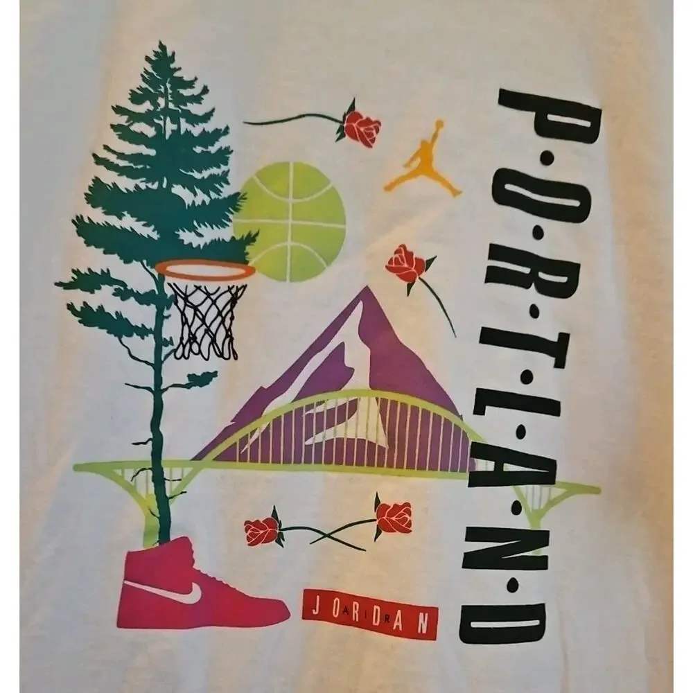 Nike Air Jordan Portland Oregon Spellout T-Shirt Mens Size Med Black Jumpman